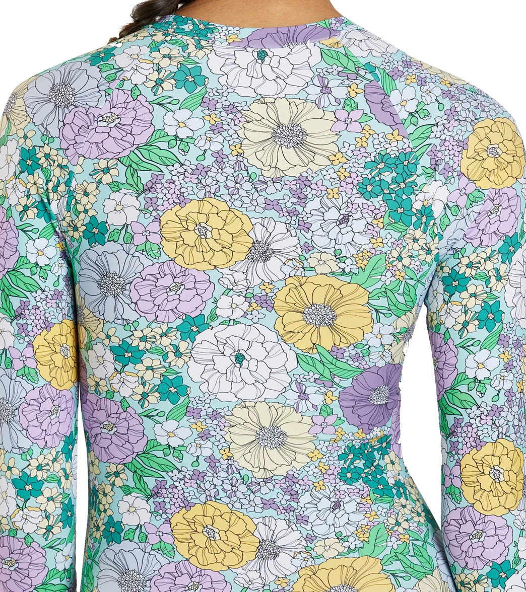 Sporti Active Bondi Floral Zip Front Long Sleeve One Piece Swimsuit - Image 7