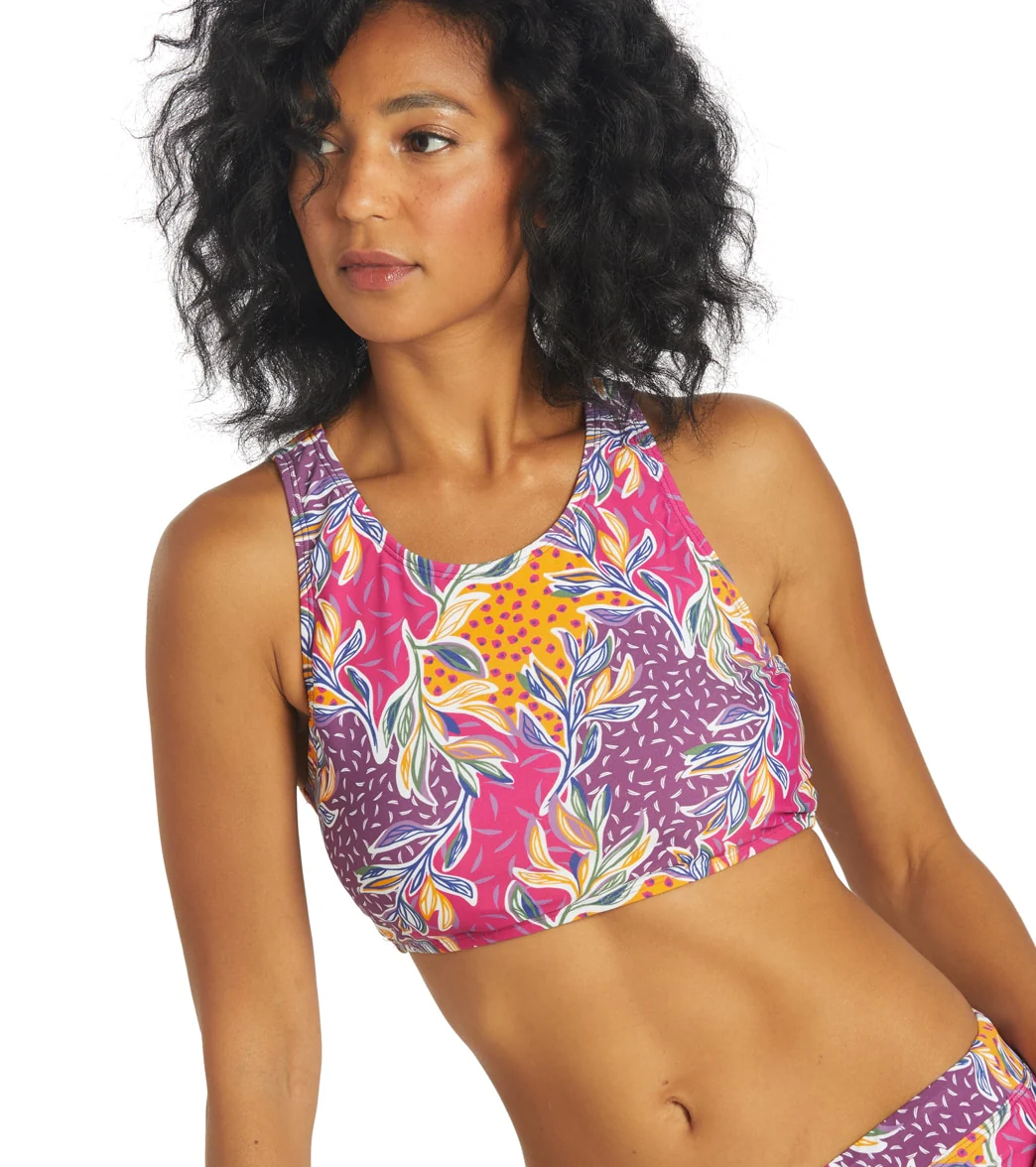 Sporti Active Floral Patchwork High Neck Crop Bikini Top - Image 5