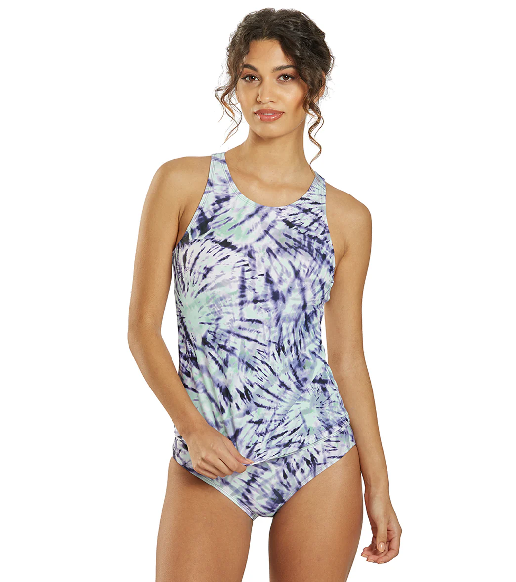 Sporti Active Moonlight Tie Dye High Neck Tankini Top - Image 2