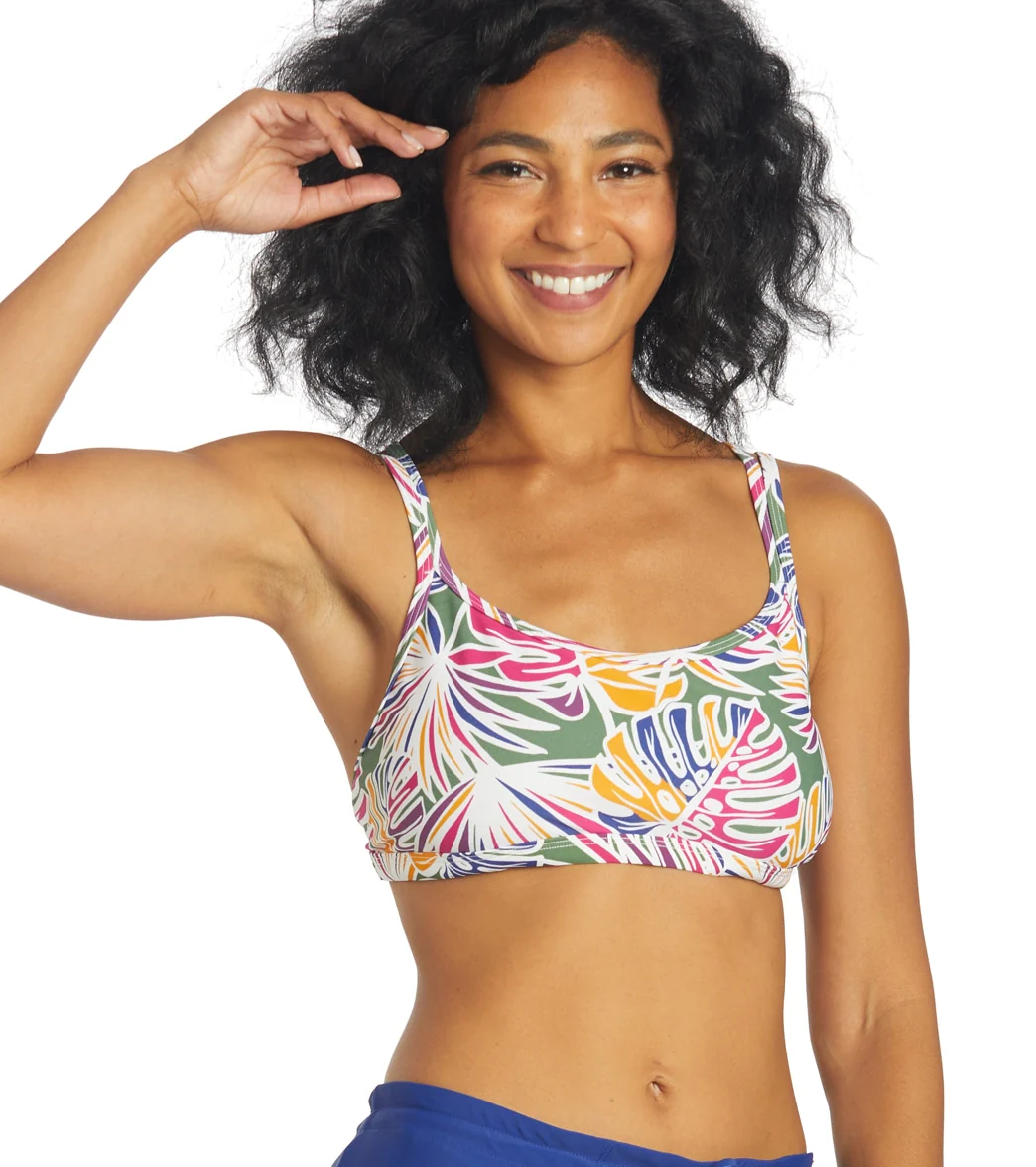 Sporti Active Tropical Palm Double Cross Workout Bikini Top - Image 9