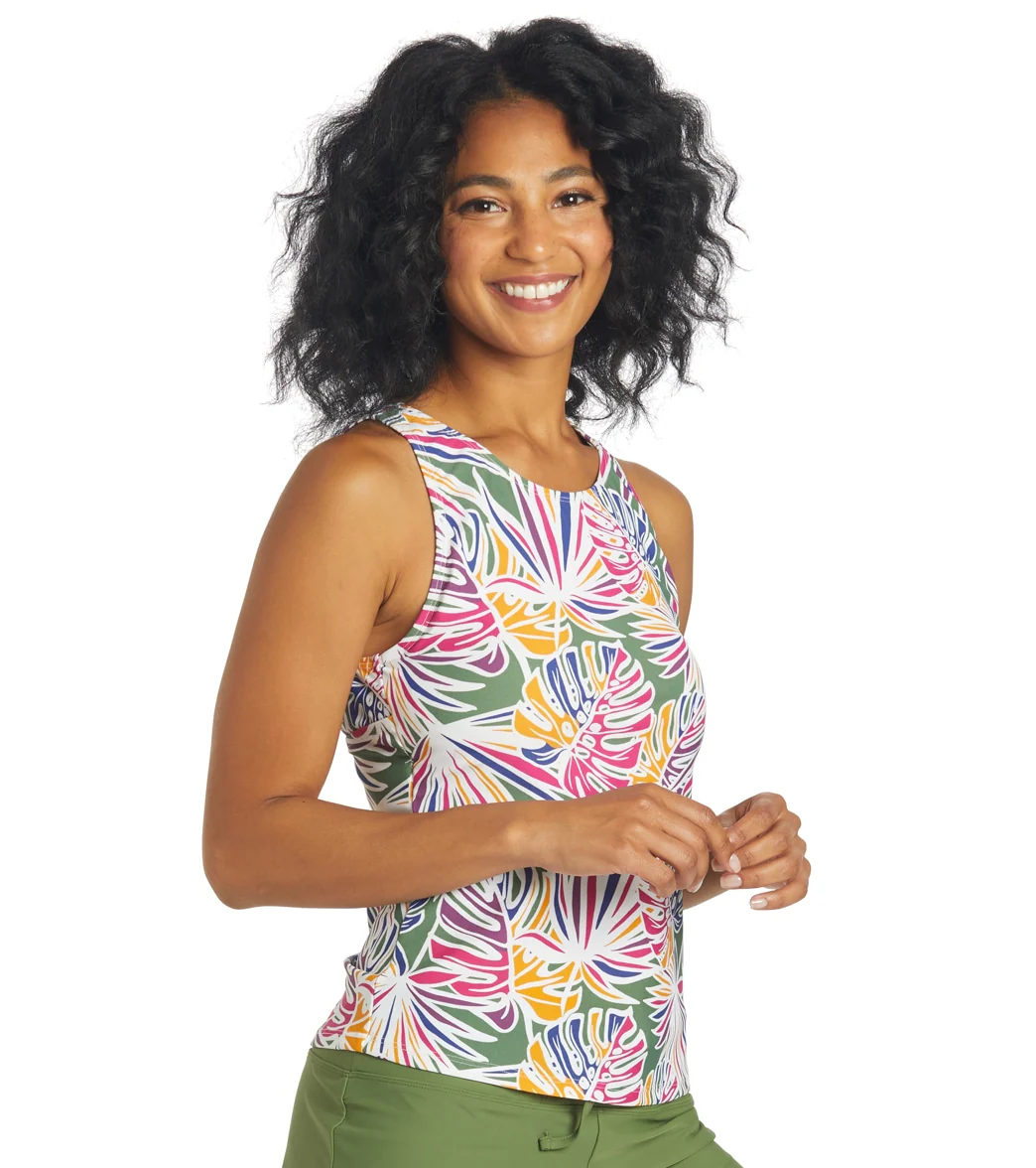 Sporti Active Tropical Palm High Neck Tankini Top - Image 4