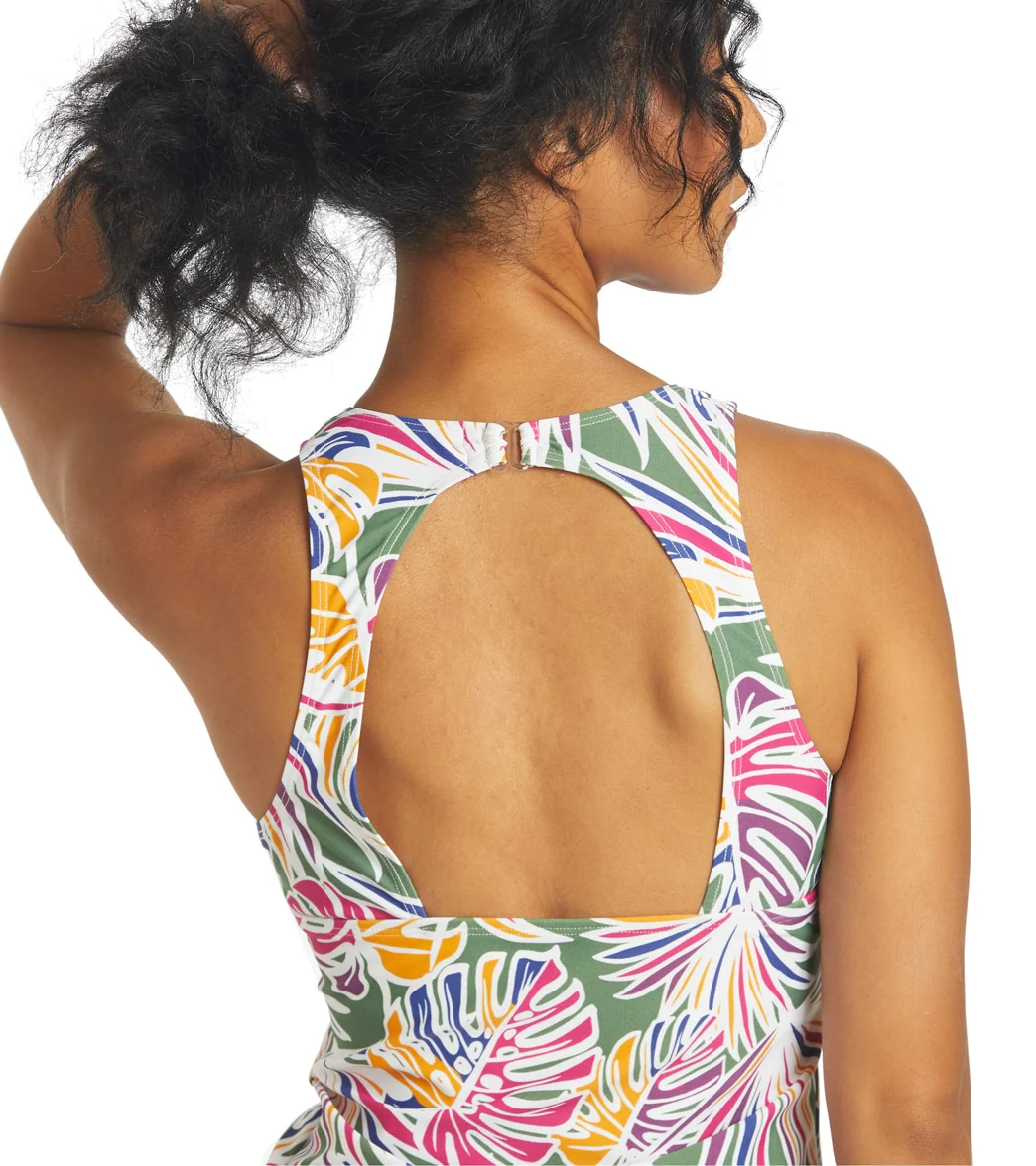 Sporti Active Tropical Palm High Neck Tankini Top - Image 5