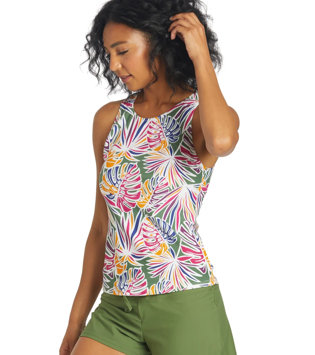 Sporti Active Tropical Palm High Neck Tankini Top - Image 7
