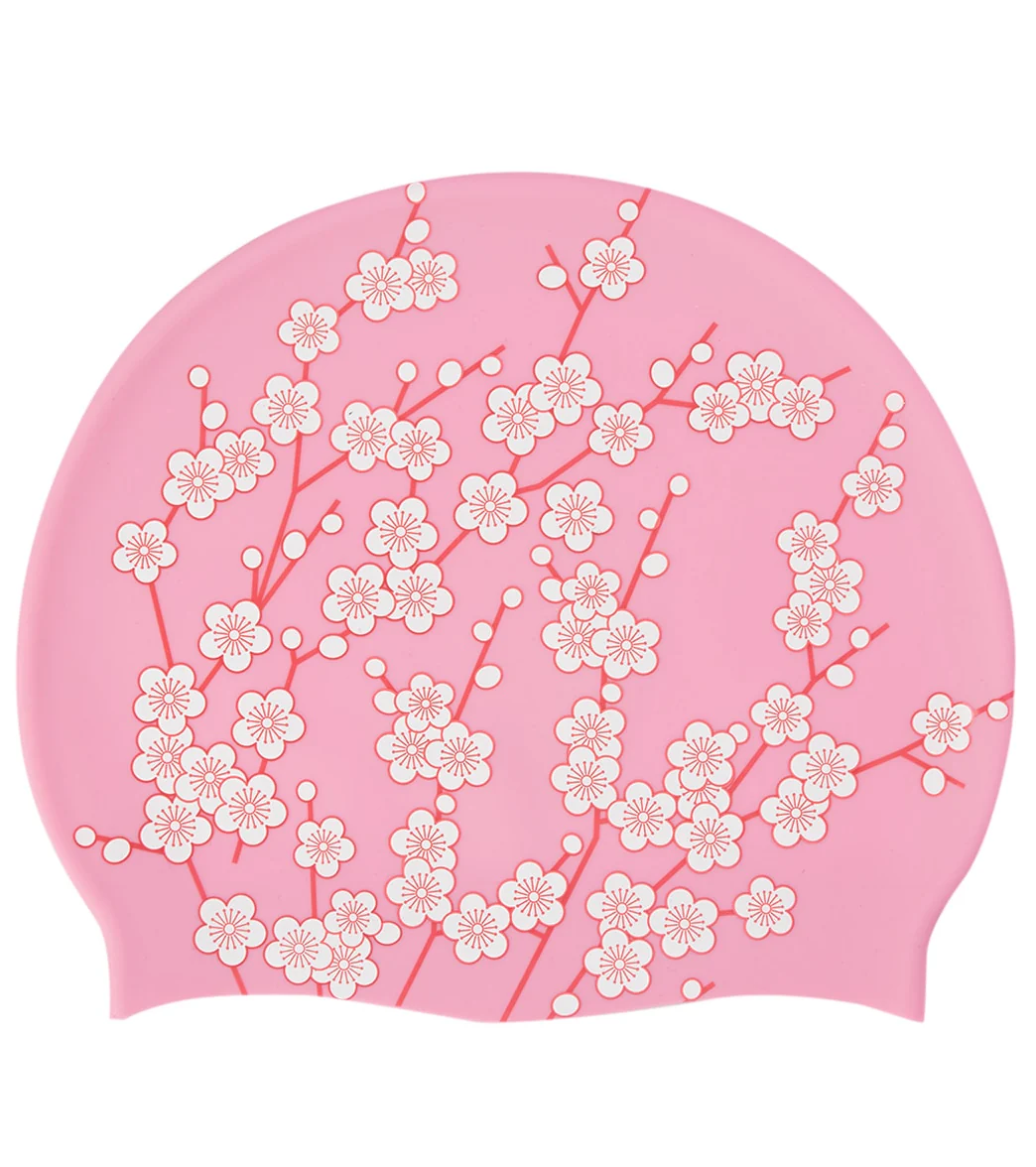 Sporti Cherry Blossom Silicone Swim Cap - Image 2