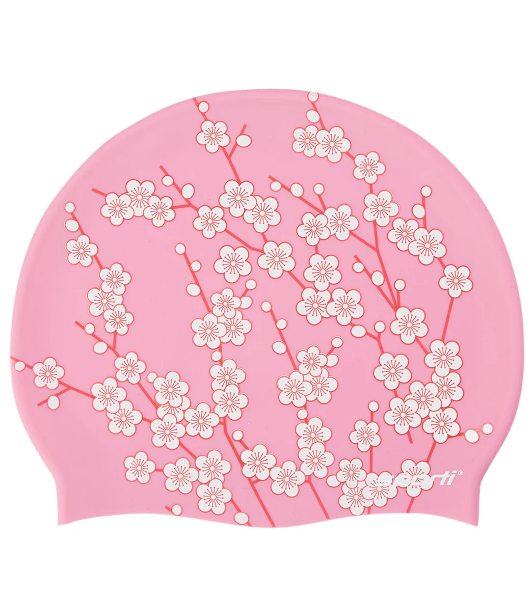 Sporti Cherry Blossom Silicone Swim Cap - Image 5