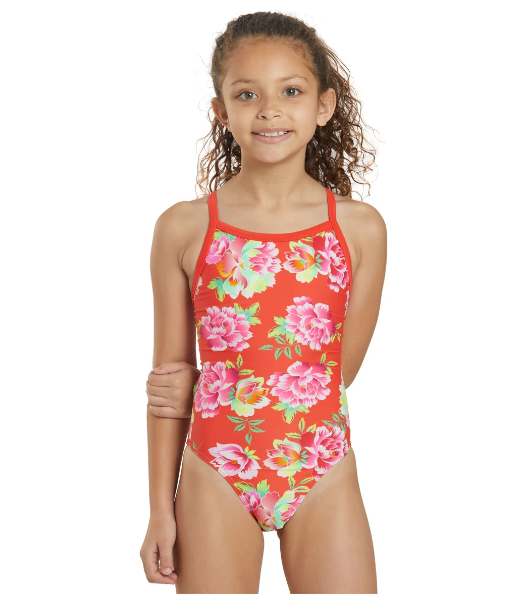Sporti Chinoiserie Floral Thin Strap One Piece Swimsuit Youth (22-28) - Image 7