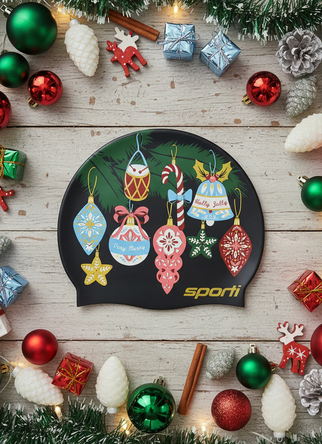 Sporti Deck the Halls Silicone Swim Cap - Image 4