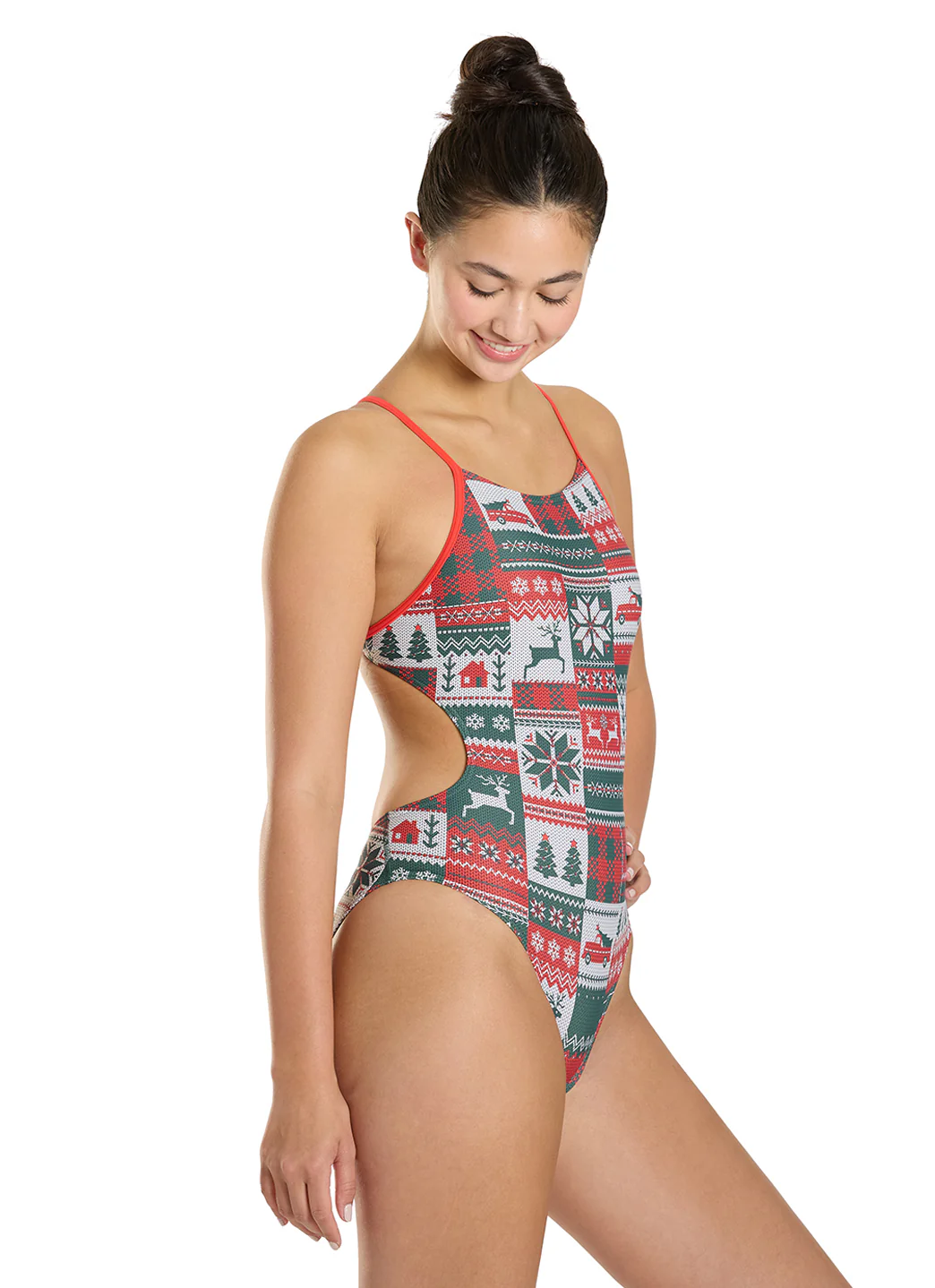 Sporti Granny Sweater Patchwork Pines Micro Back One Piece Swimsuit (26-40) - Image 5