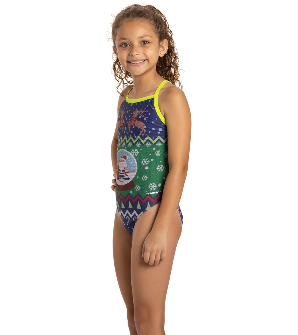 Sporti Granny Sweater Santa Snow Globe Thin Strap One Piece Swimsuit Youth (22-28) - Image 2