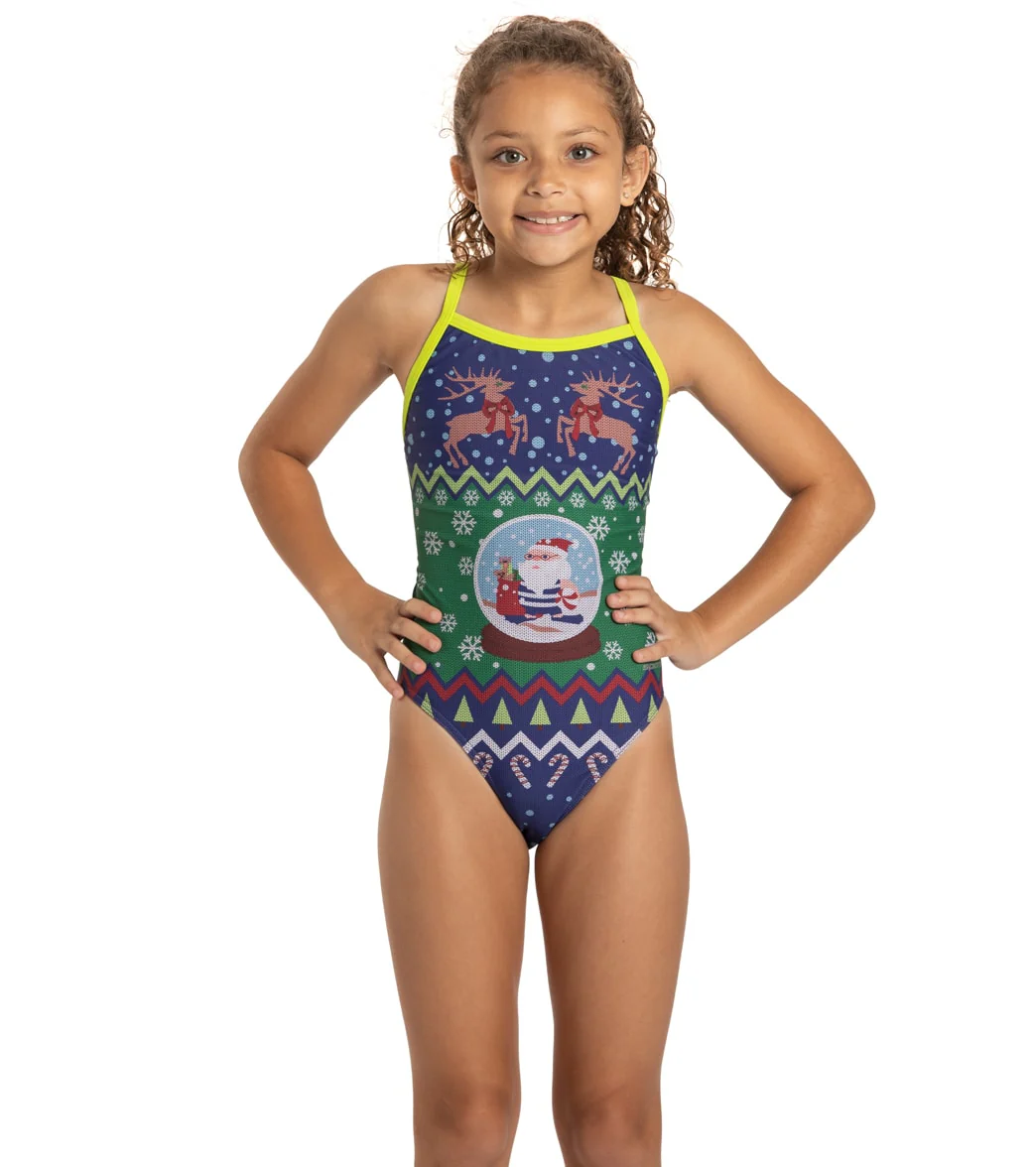 Sporti Granny Sweater Santa Snow Globe Thin Strap One Piece Swimsuit Youth (22-28) - Image 8