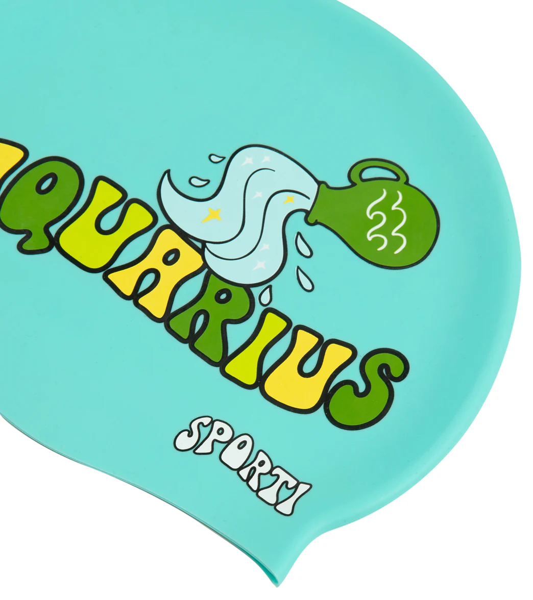 Sporti Groovy Zodiac Aquarius Silicone Swim Cap - Image 3