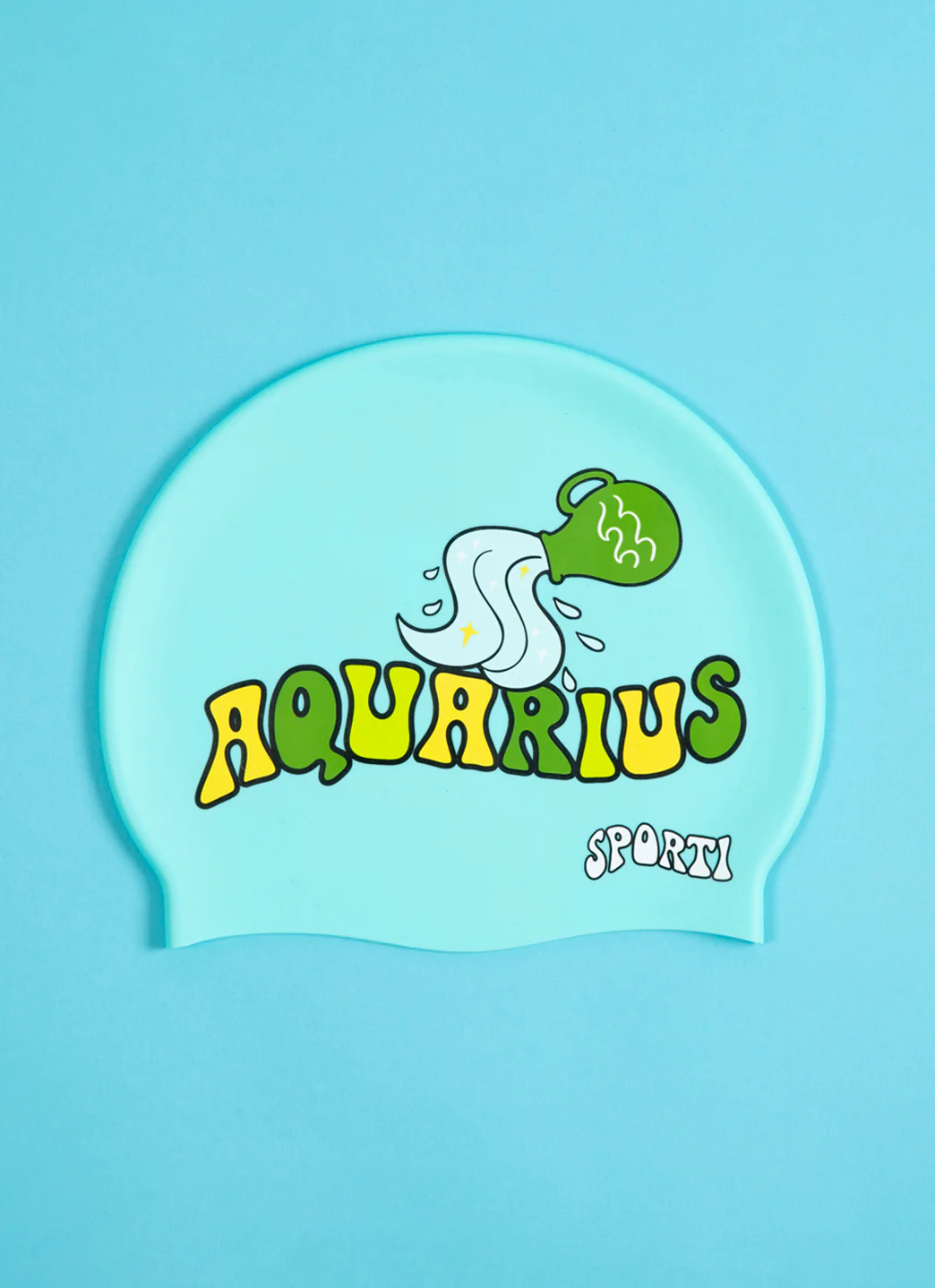 Sporti Groovy Zodiac Aquarius Silicone Swim Cap - Image 5