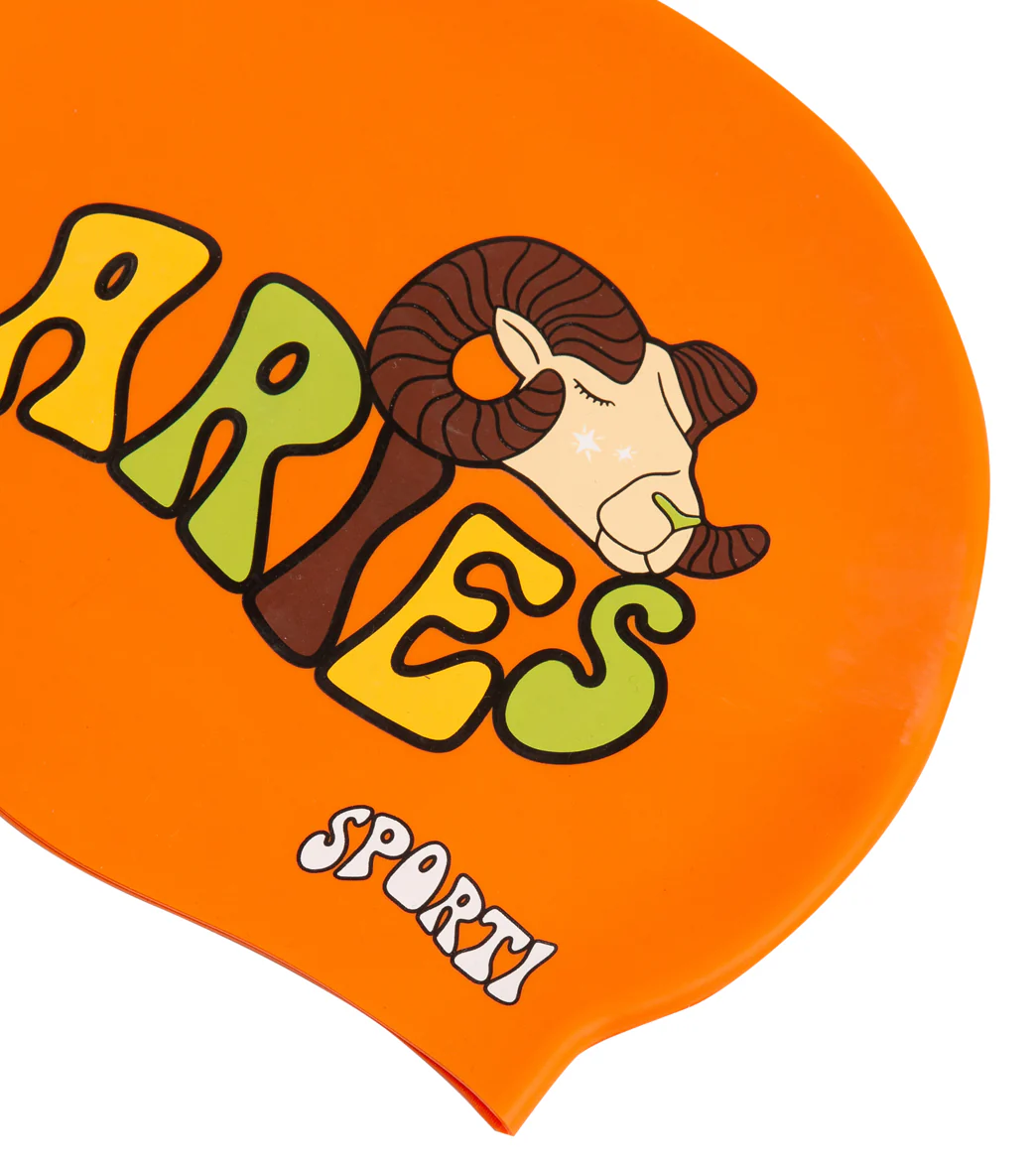Sporti Groovy Zodiac Aries Silicone Swim Cap - Image 3