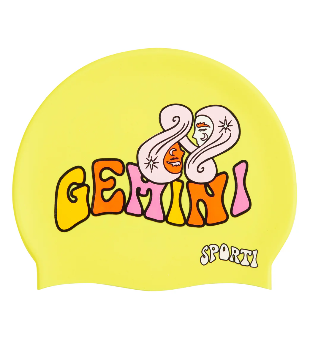 Sporti Groovy Zodiac Gemini Silicone Swim Cap - Image 2
