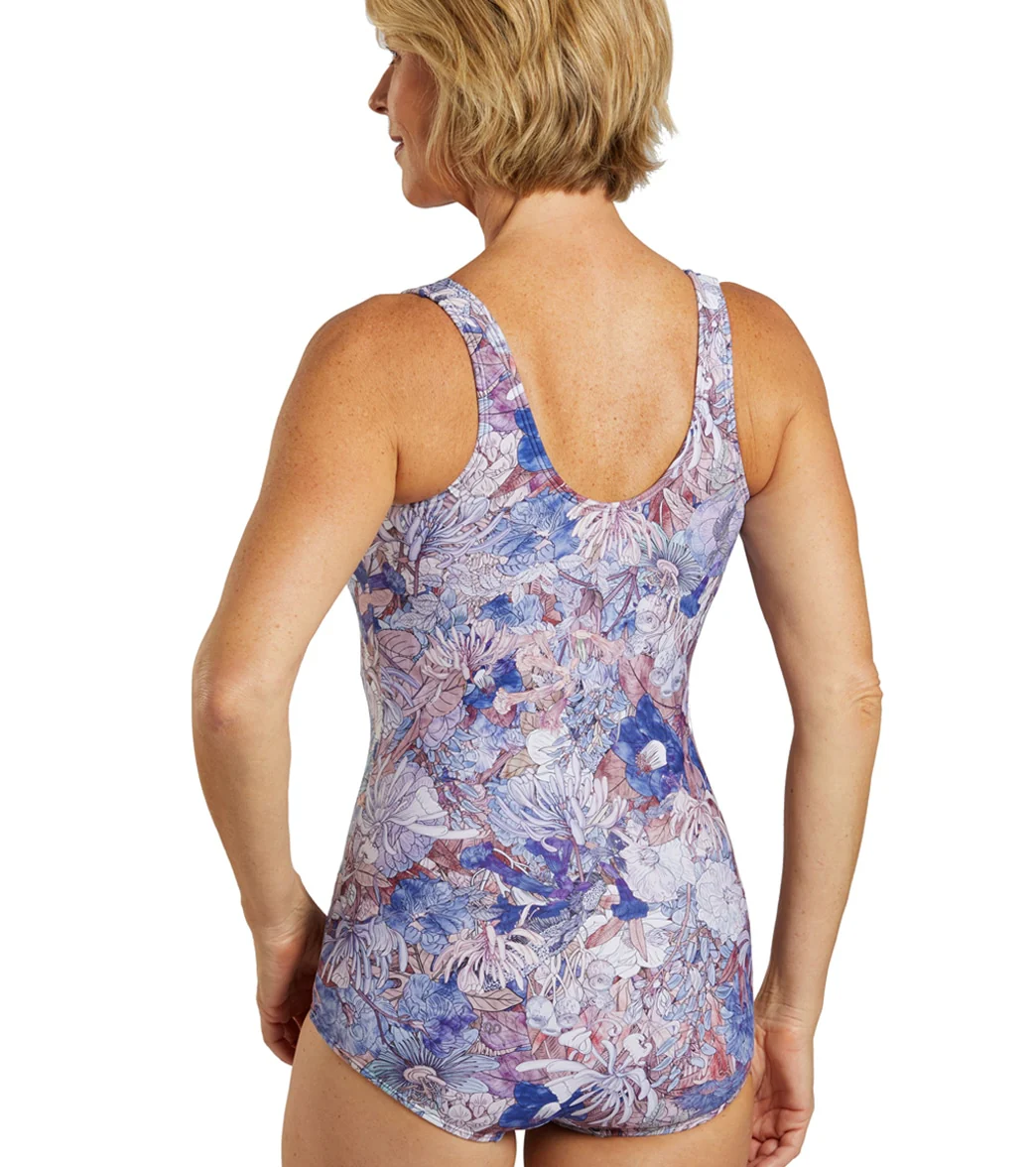 Sporti Jungle Floral Conservative Printed Girl Leg One Piece Swimsuit - Image 13