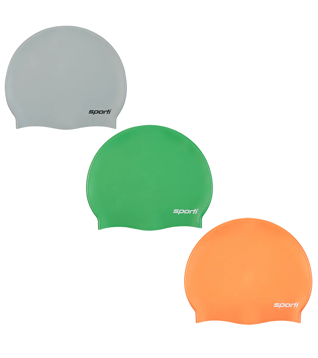 Sporti Kids' Silicone Swim Cap Set of 3 - Image 11