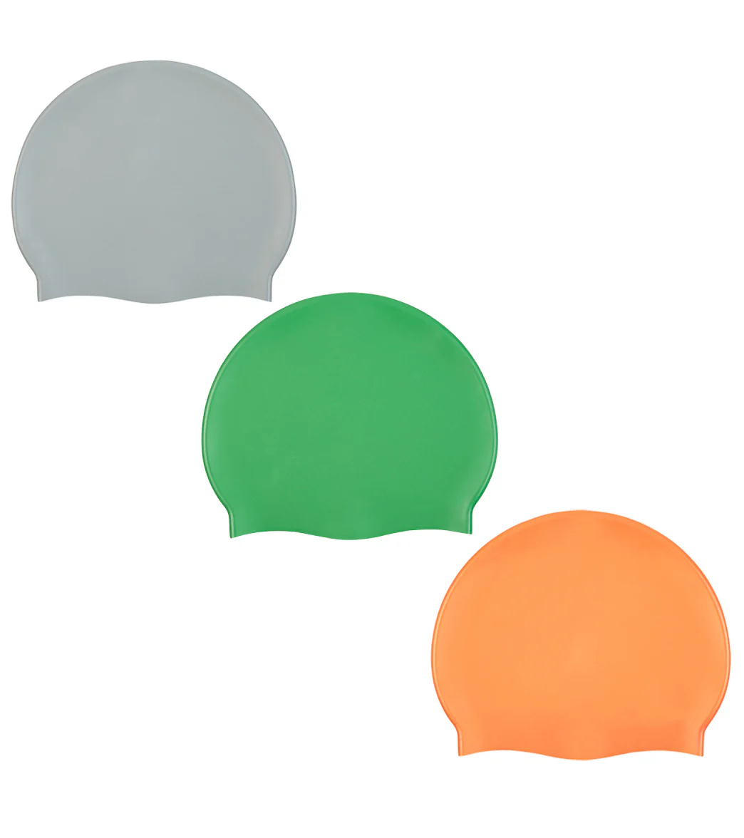 Sporti Kids' Silicone Swim Cap Set of 3 - Image 2