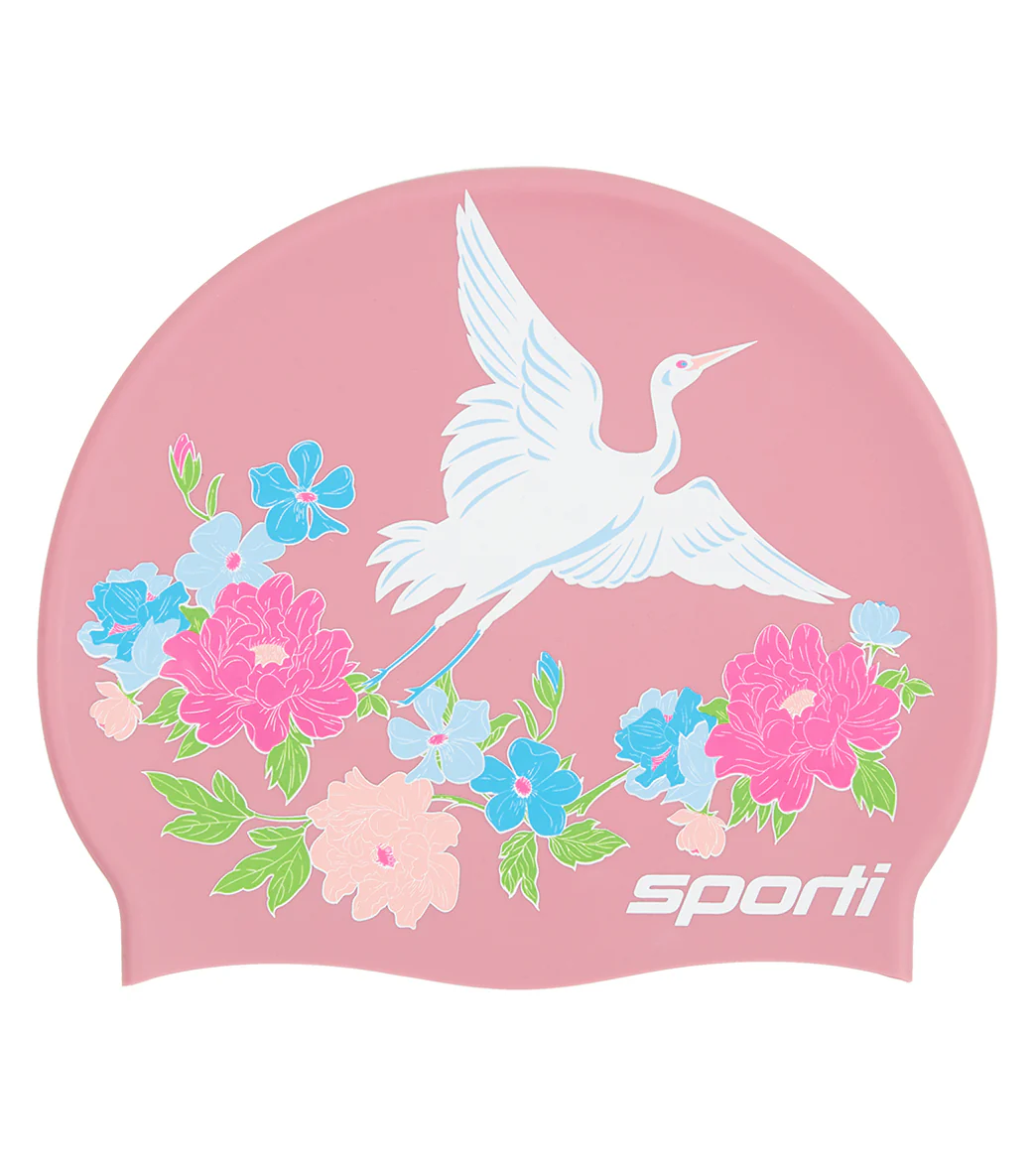 Sporti Limited Edition Crane Silicone Swim Cap - Image 2