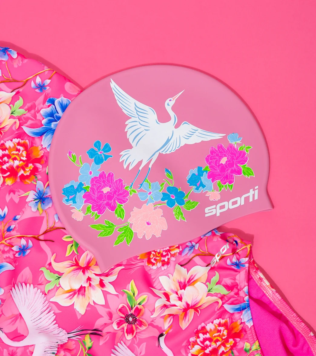 Sporti Limited Edition Crane Silicone Swim Cap - Image 7