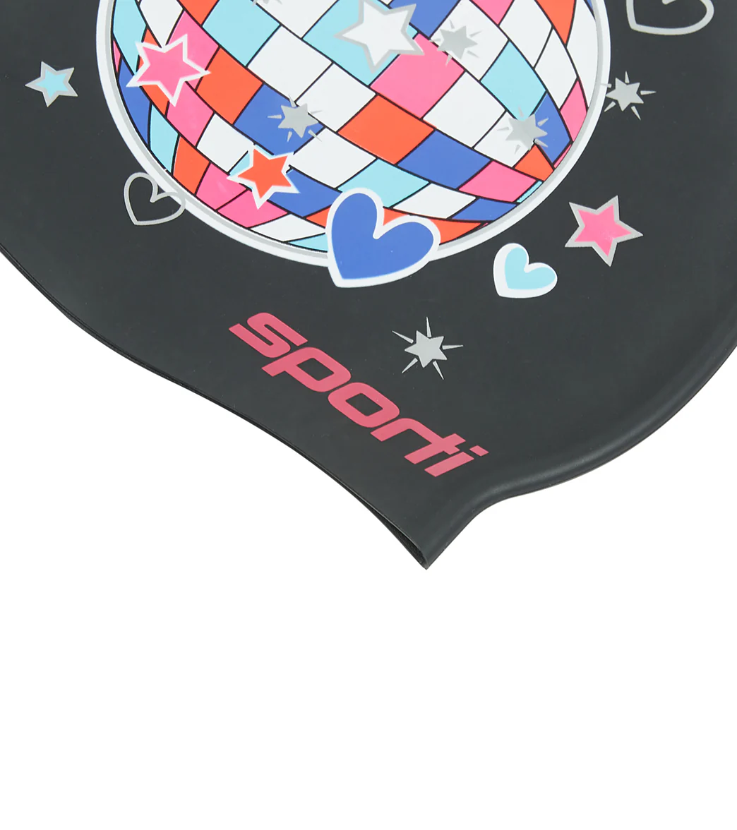 Sporti Limited Edition Disco Valentine Silicone Swim Cap - Image 4