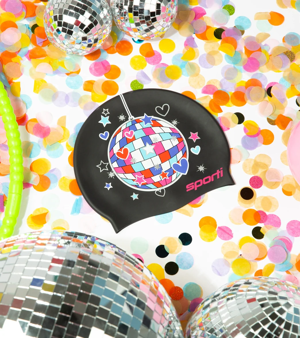 Sporti Limited Edition Disco Valentine Silicone Swim Cap - Image 6