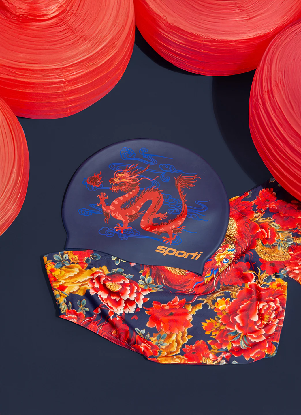 Sporti Limited Edition Dragonfire Silicone Swim Cap - Image 2