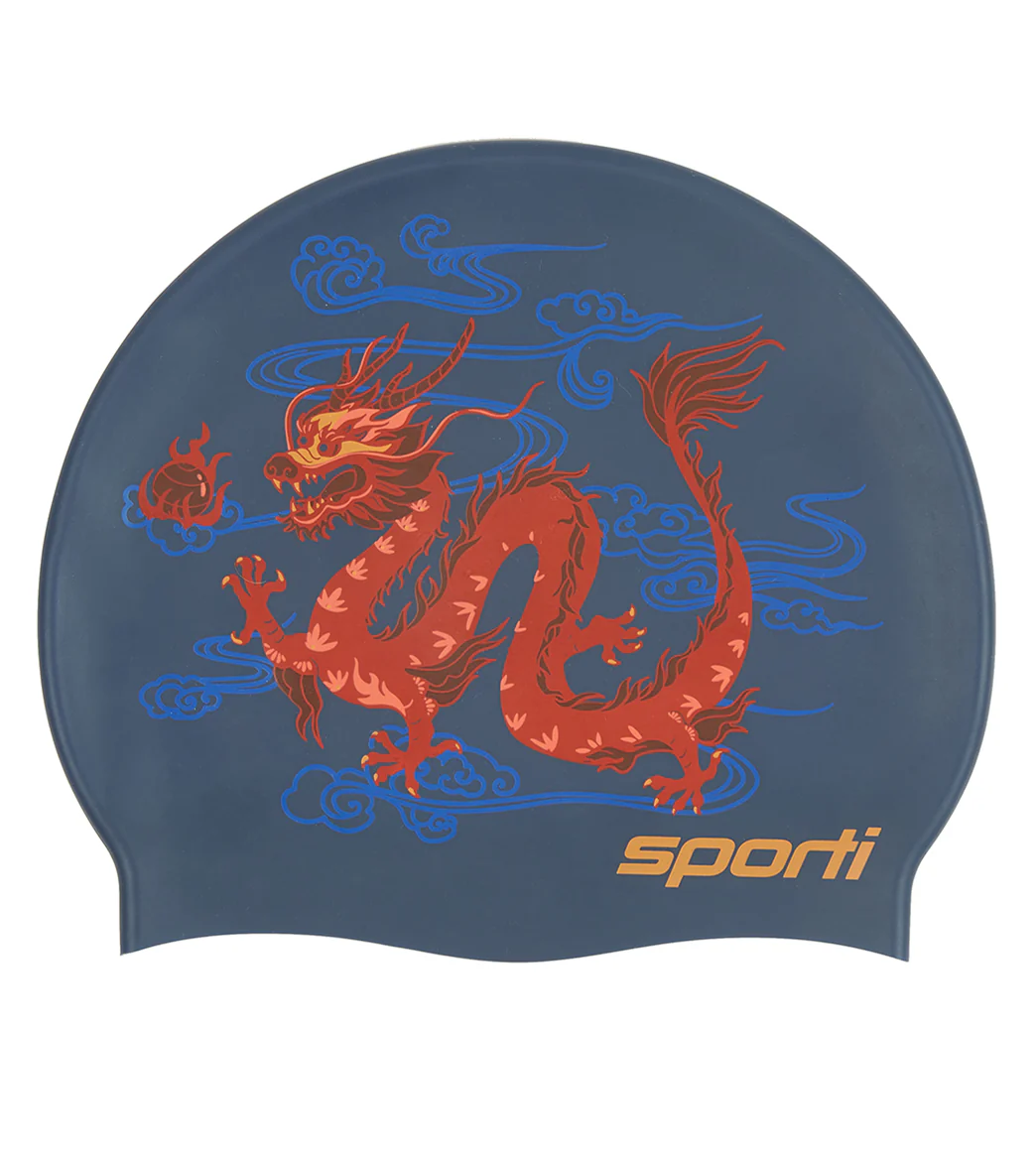 Sporti Limited Edition Dragonfire Silicone Swim Cap - Image 3