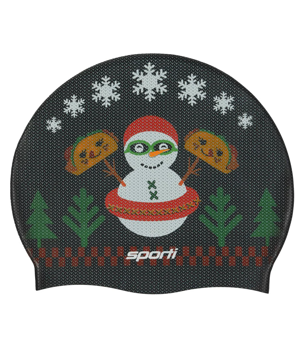 Sporti Limited Edition Granny Sweater Snowman Silicone Swim Cap - Image 2