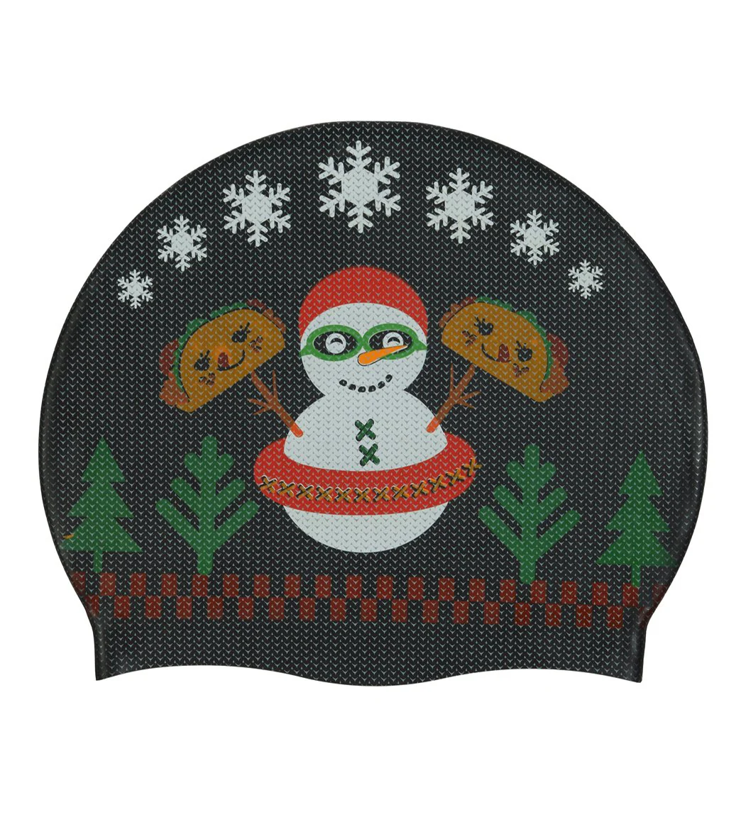 Sporti Limited Edition Granny Sweater Snowman Silicone Swim Cap Jr. - Image 2