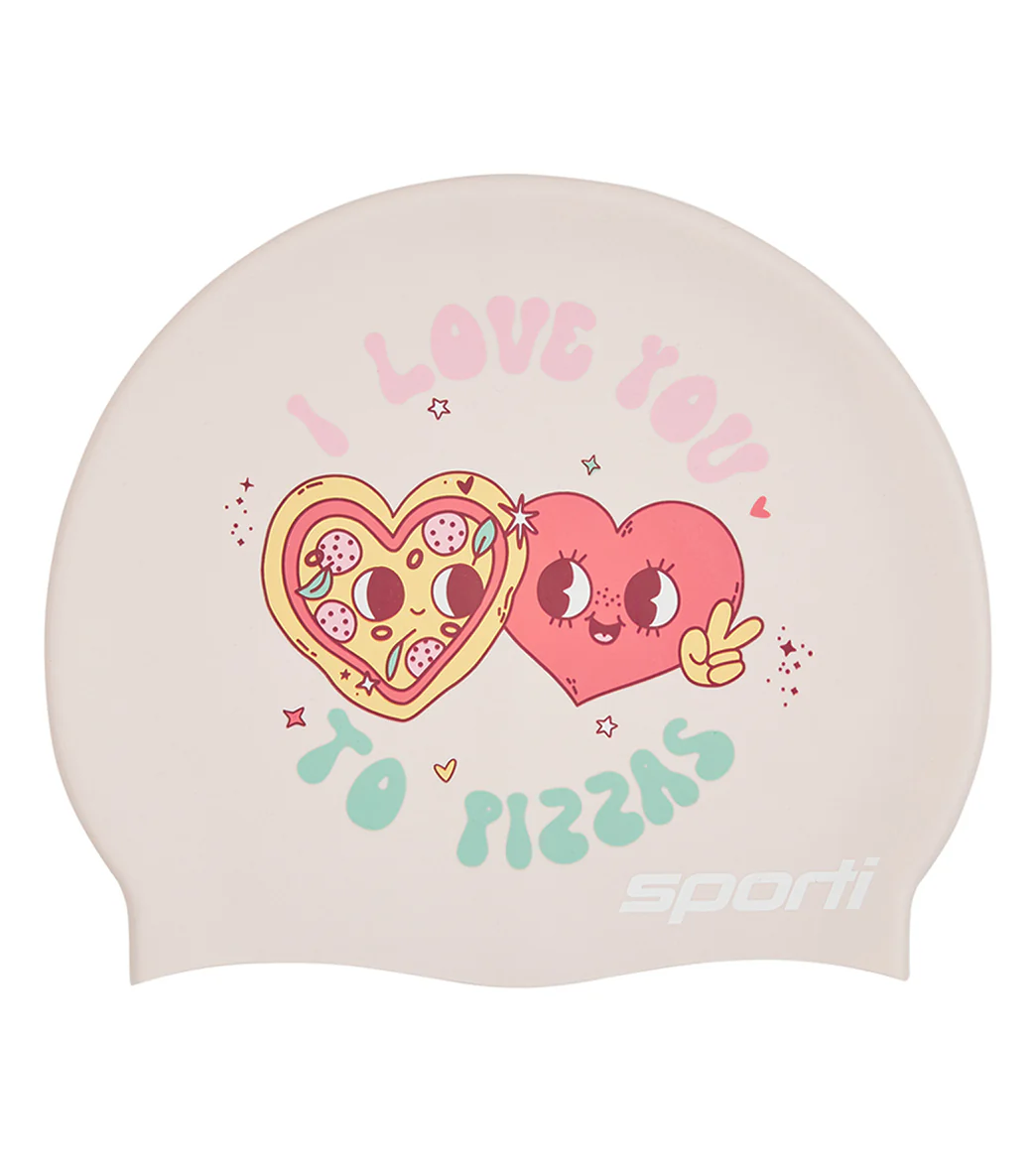 Sporti Limited Edition Pizza Love Silicone Swim Cap - Image 3