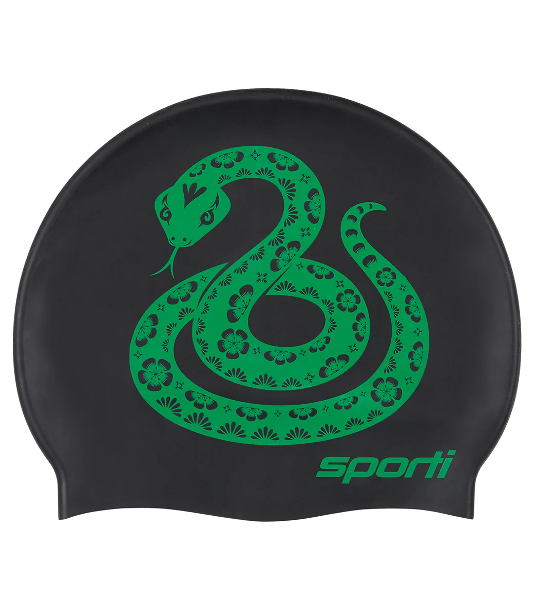 Sporti Limited Edition Snake Silicone Swim Cap - Image 3