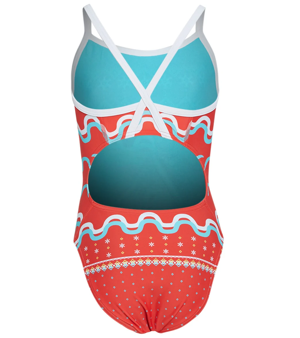 Sporti Limited Edition Ugly Sweater Gingerbread Diver Thin Strap One Piece Swimsuit Youth (22-28) - Image 2