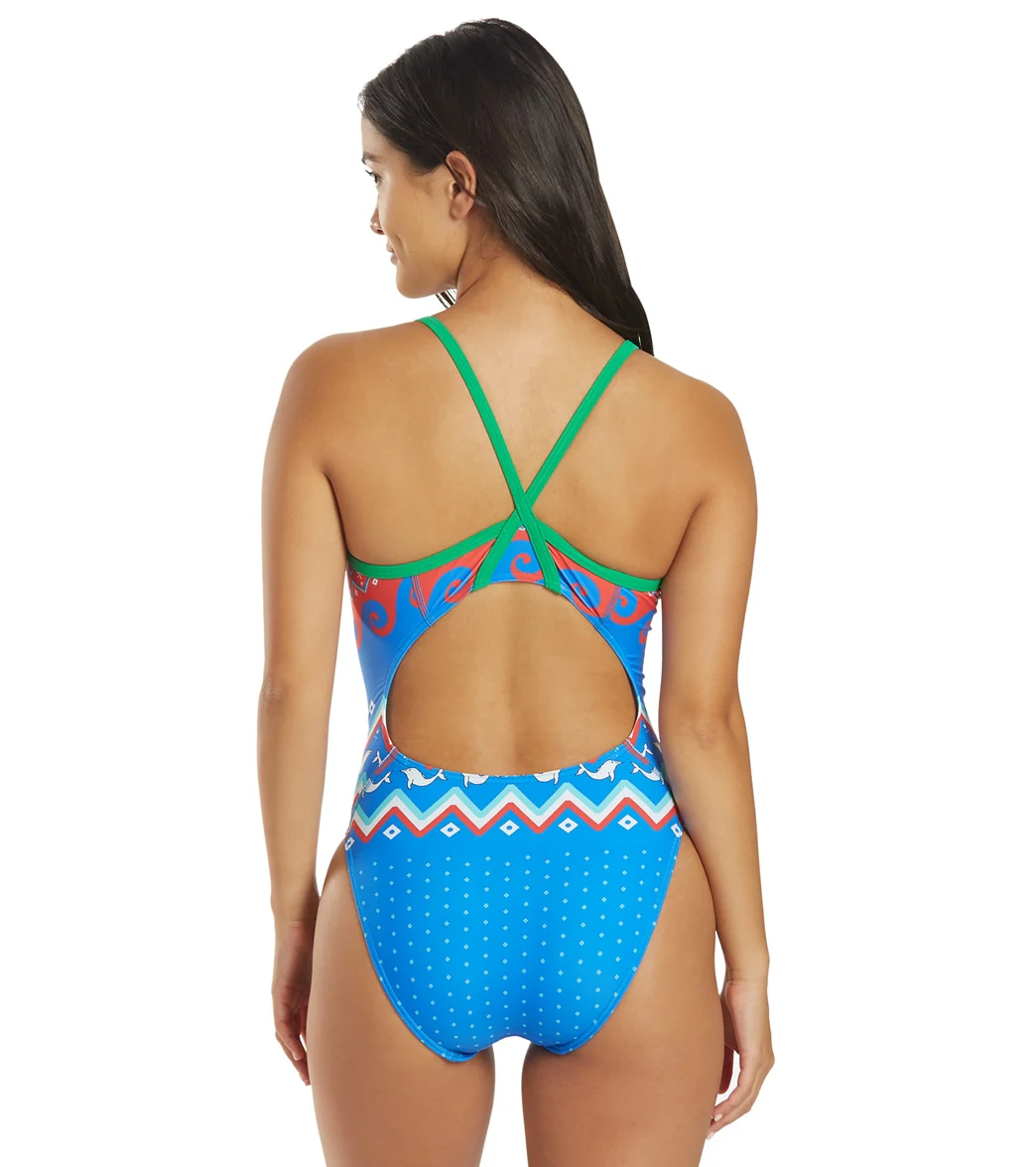 Sporti Limited Edition Ugly Sweater Swimming Santa Thin Strap One Piece Swimsuit - Image 3