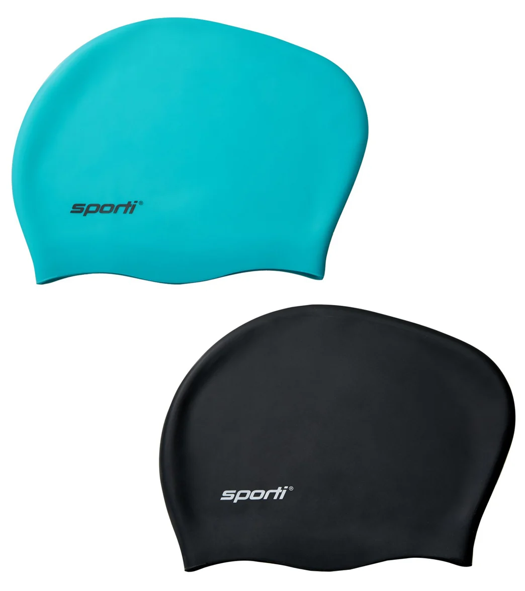 Sporti Long Hair Bun Silicone Swim Cap Set of 2 - Image 12