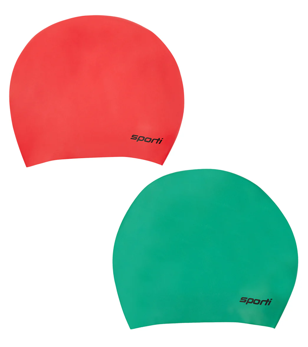 Sporti Long Hair Silicone Swim Cap Set of 2 - Image 17