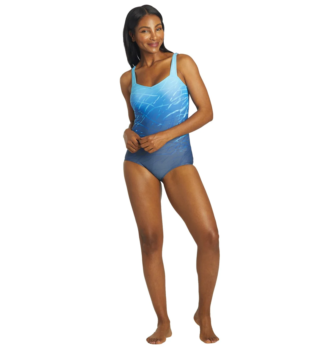 Sporti Moderate Printed Ombre Sweetheart One Piece Swimsuit - Image 12