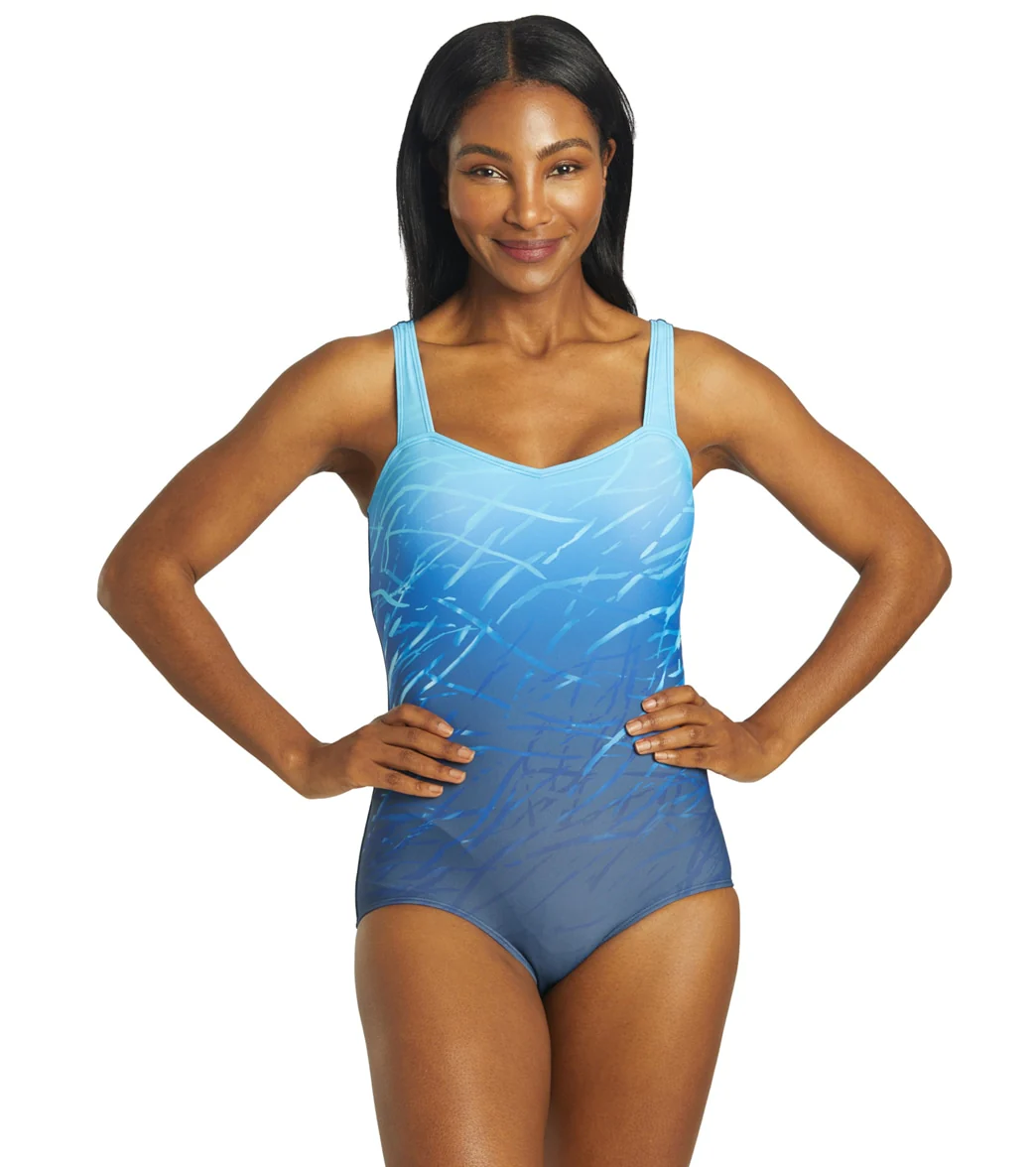 Sporti Moderate Printed Ombre Sweetheart One Piece Swimsuit - Image 16