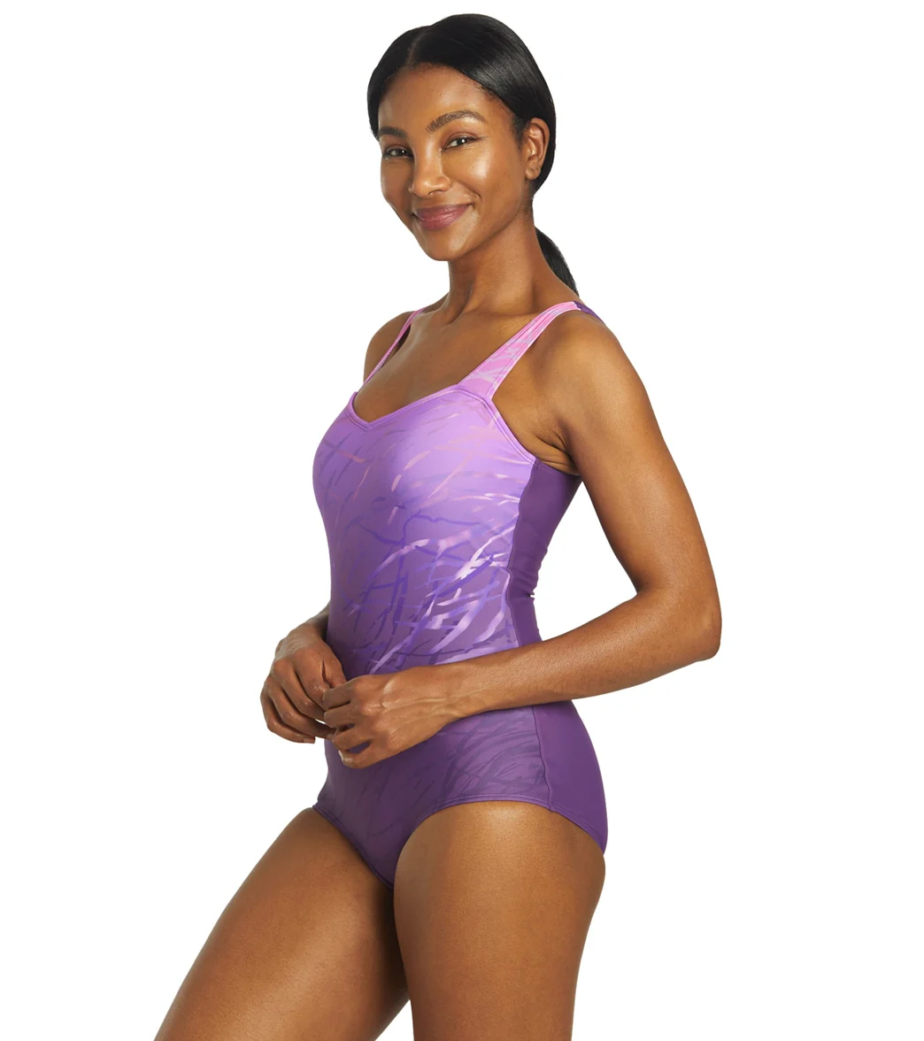 Sporti Moderate Printed Ombre Sweetheart One Piece Swimsuit - Image 5