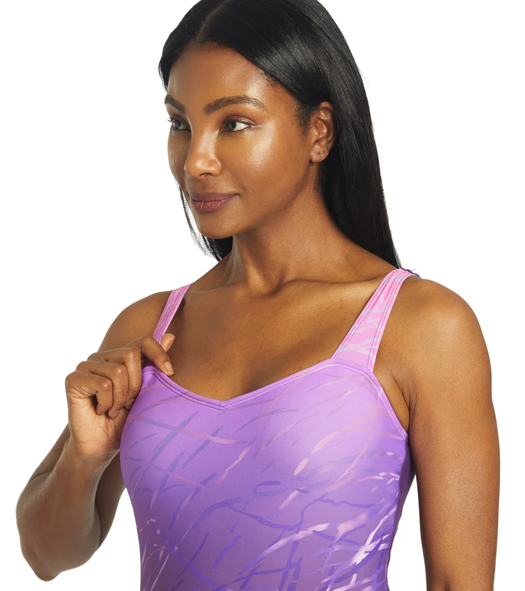 Sporti Moderate Printed Ombre Sweetheart One Piece Swimsuit - Image 6