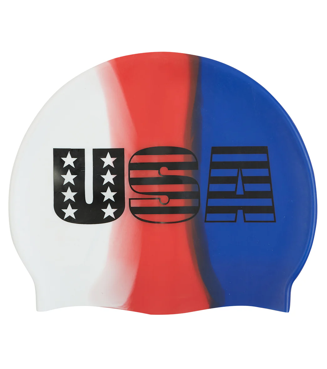 Sporti Multi Color USA Silicone Swim Cap - Image 2
