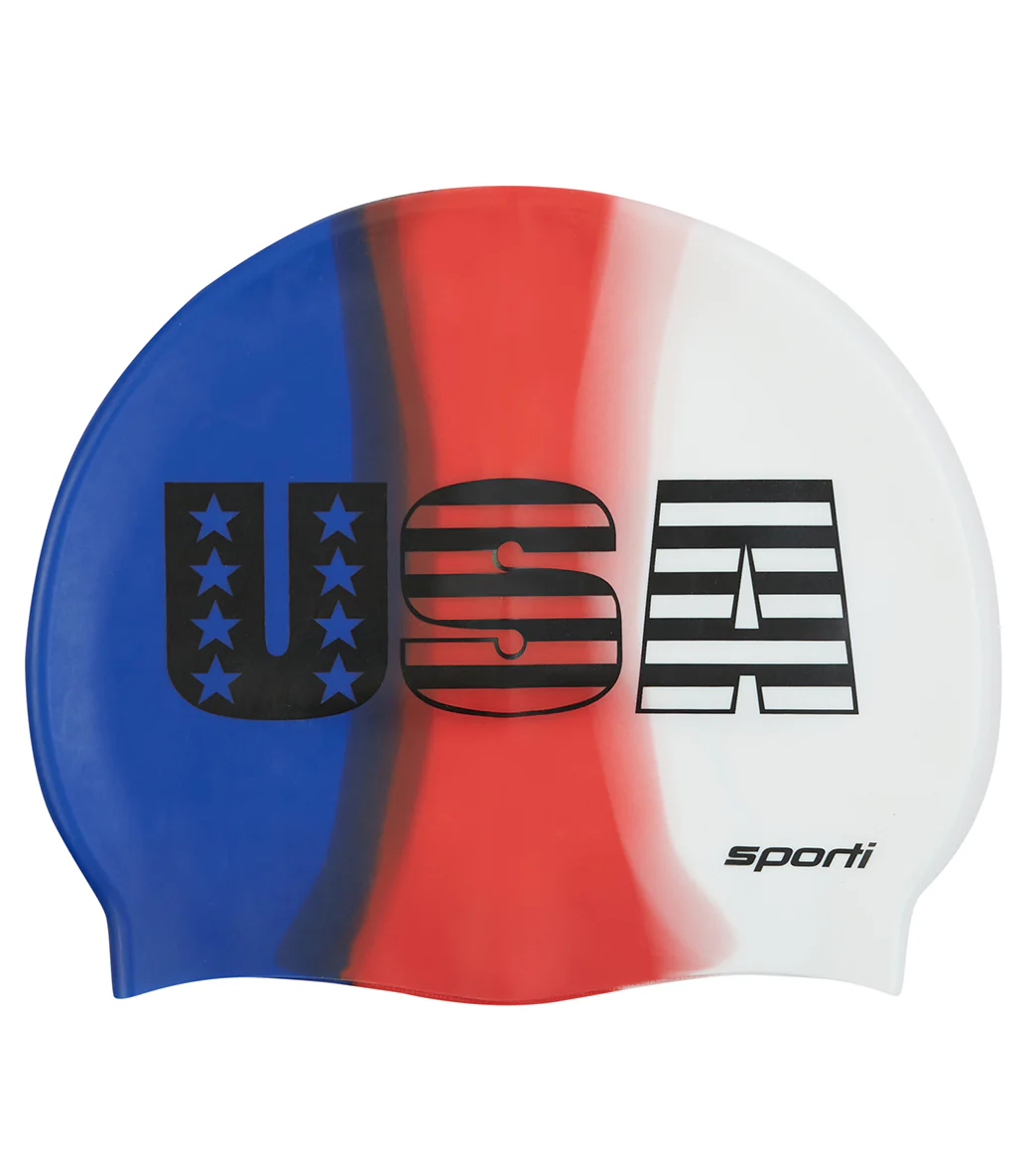 Sporti Multi Color USA Silicone Swim Cap - Image 5