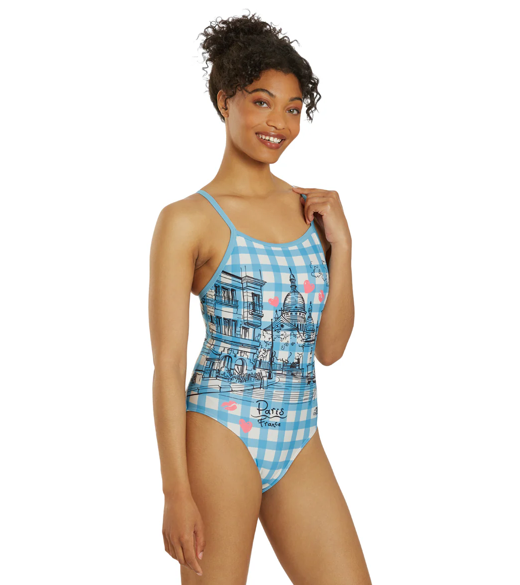 Sporti Paris Bistro Blues Thin Strap One Piece Swimsuit (22-44) - Image 6