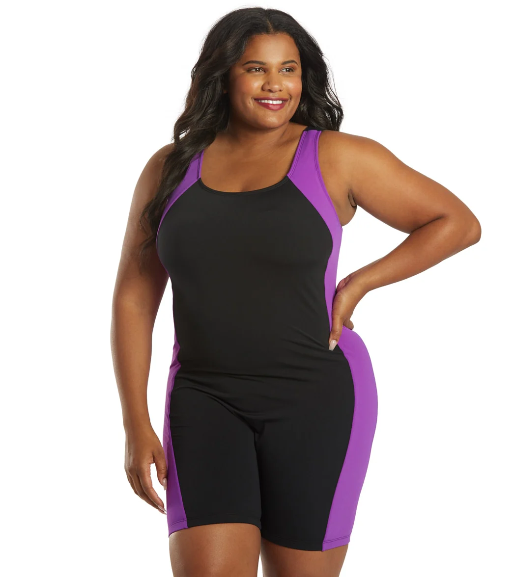 Sporti Plus Size HydroLast Chlorine Resistant Splice Scoop Back Unitard One Piece Swimsuit - Image 21
