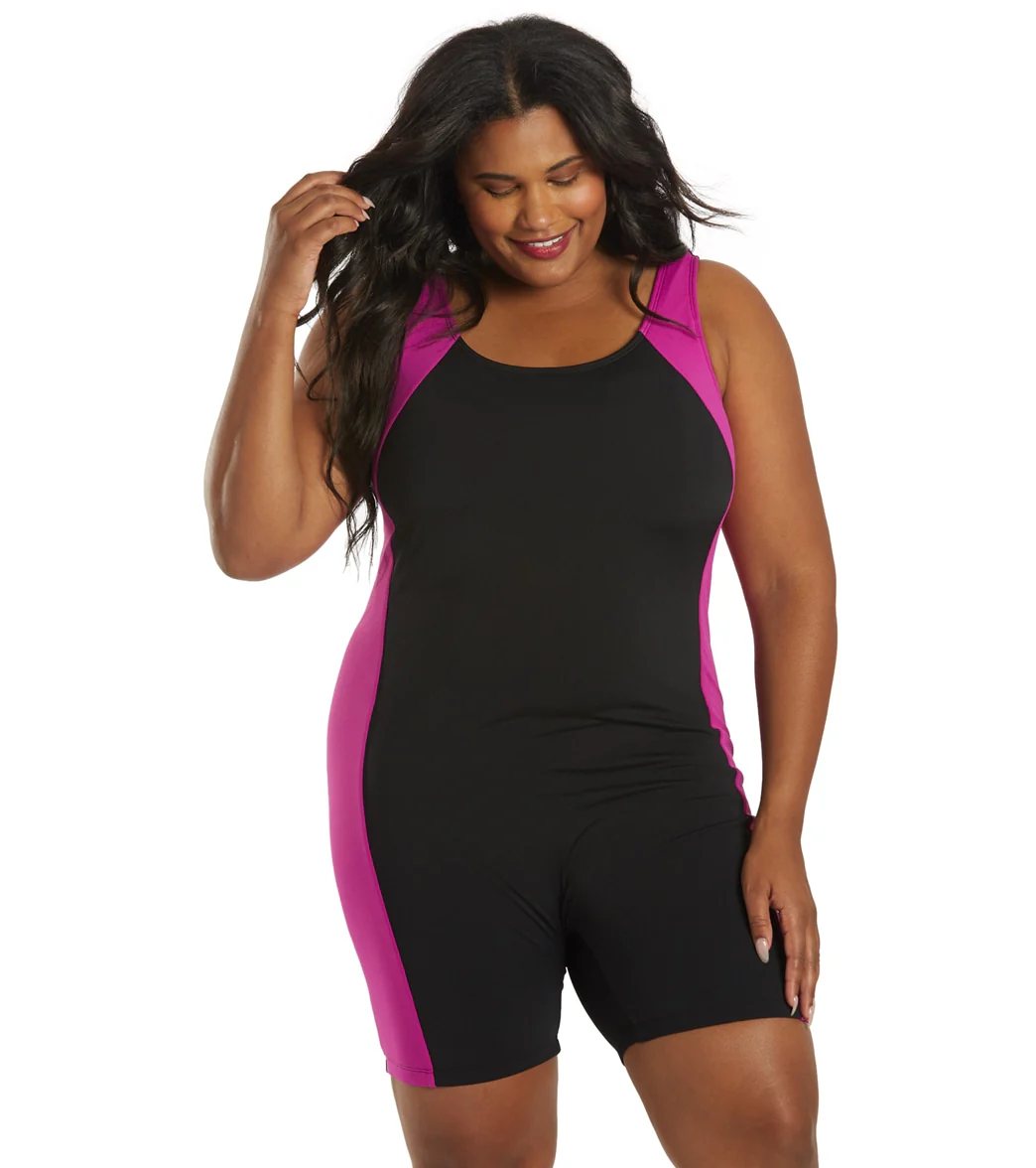 Sporti Plus Size HydroLast Chlorine Resistant Splice Scoop Back Unitard One Piece Swimsuit - Image 7