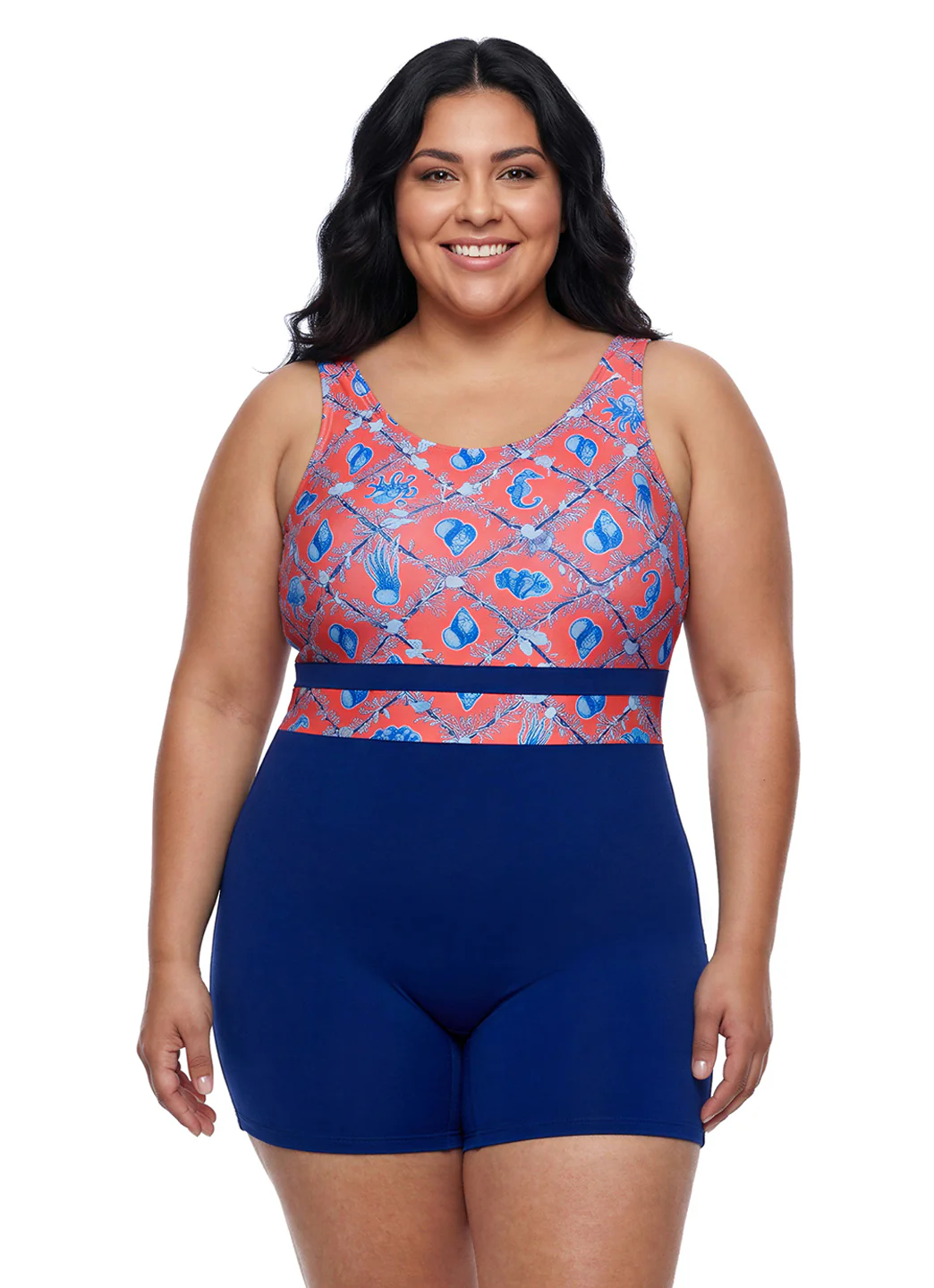 Sporti Plus Size HydroLast Coastal Regatta Chlorine Resistant Scoop Back Unitard One Piece Swimsuit - Image 2