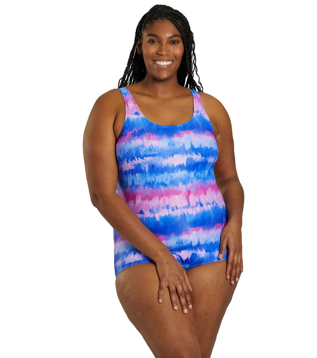 Sporti Plus Size HydroLast Malibu Sunrise Chlorine Resistant Conservative Scoop Back One Piece Swimsuit - Image 5