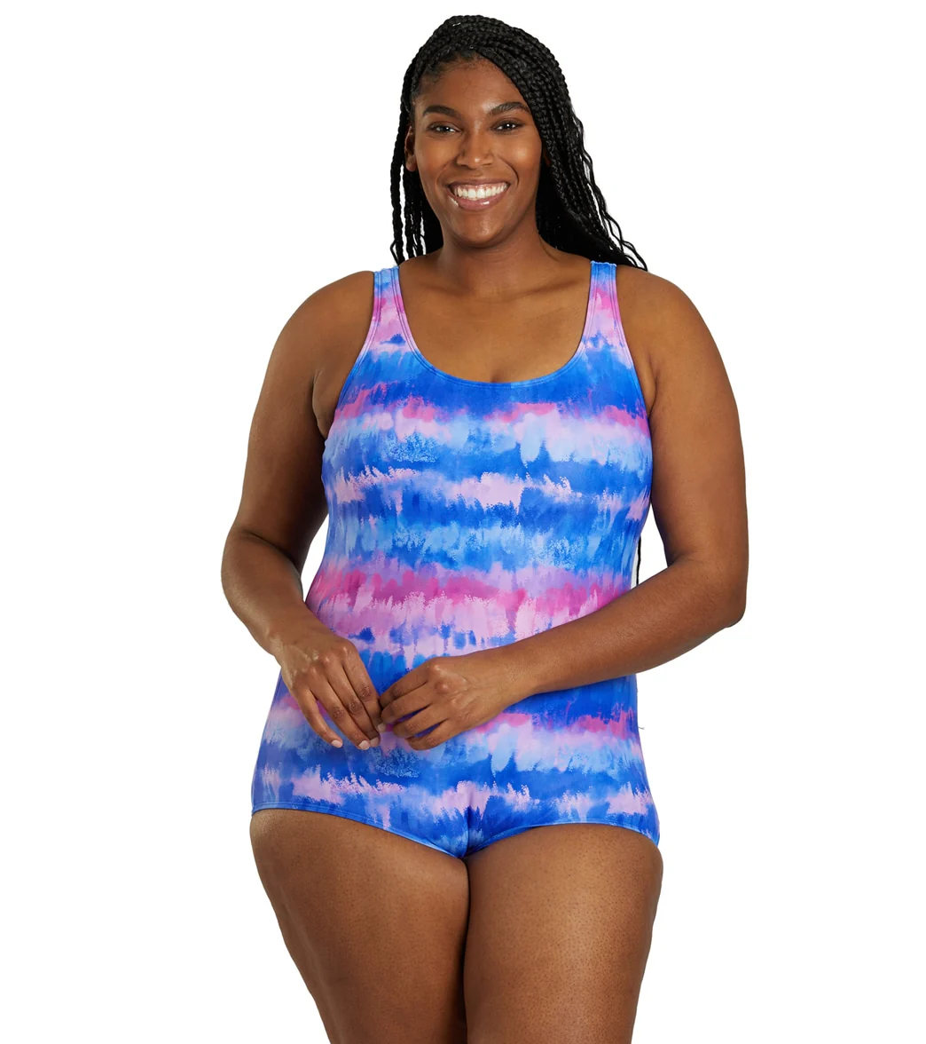 Sporti Plus Size HydroLast Malibu Sunrise Chlorine Resistant Conservative Scoop Back One Piece Swimsuit - Image 8