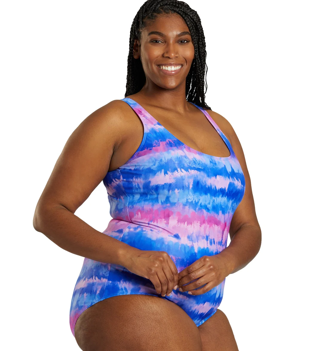 Sporti Plus Size HydroLast Malibu Sunrise Chlorine Resistant Moderate Scoop Back One Piece Swimsuit - Image 2