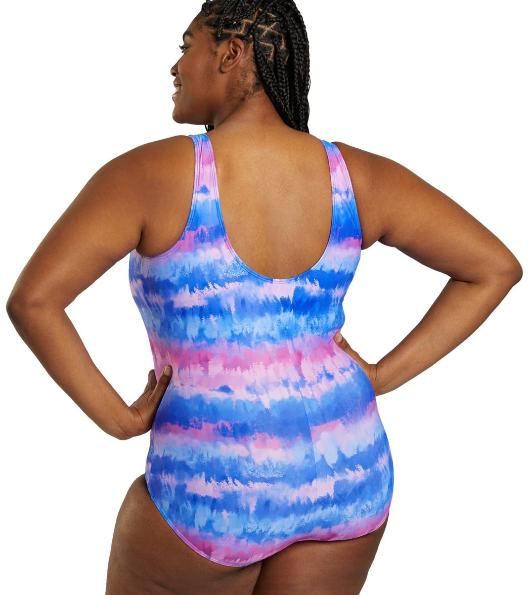 Sporti Plus Size HydroLast Malibu Sunrise Chlorine Resistant Moderate Scoop Back One Piece Swimsuit - Image 4