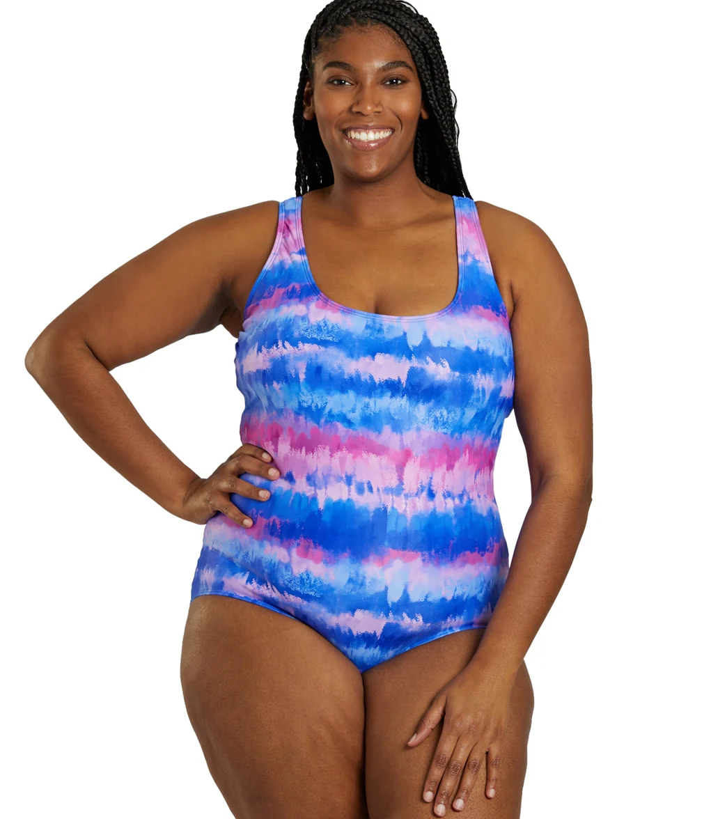 Sporti Plus Size HydroLast Malibu Sunrise Chlorine Resistant Moderate Scoop Back One Piece Swimsuit - Image 7
